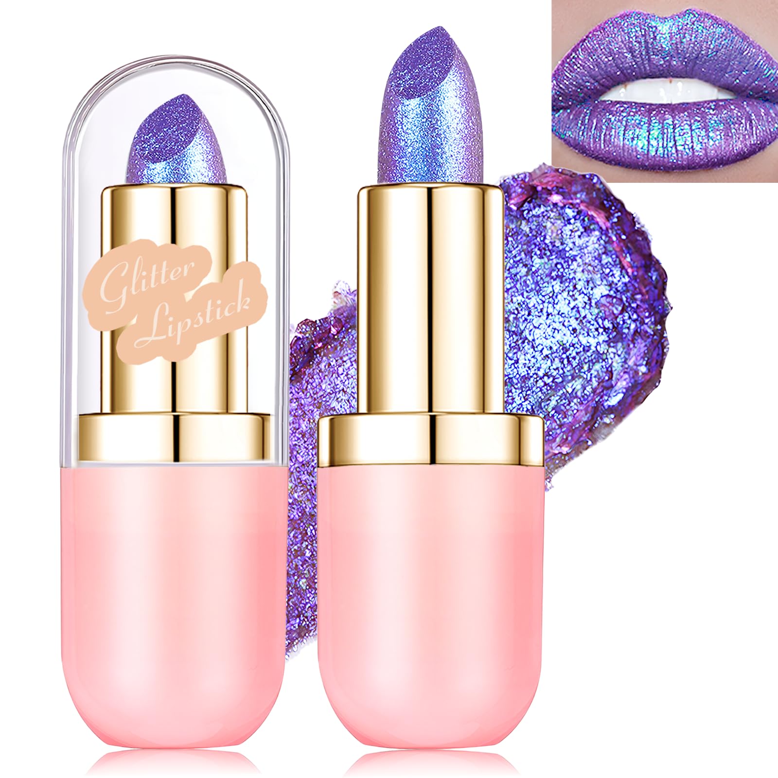 Wugbc front tube purple lipstick showing metallic finish and easy portability