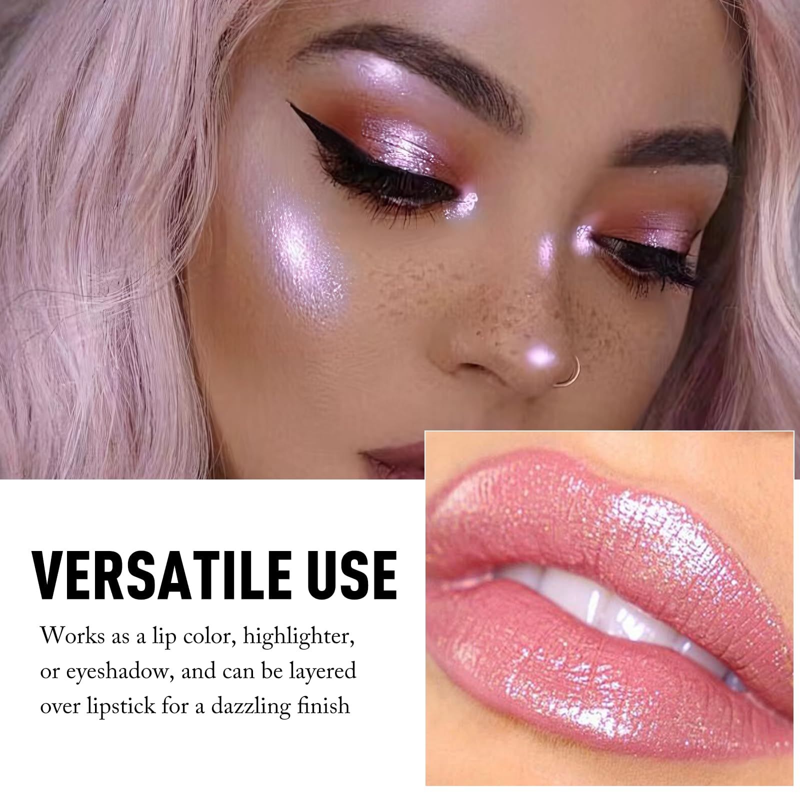 Wugbc cheek and eye swatch showing multiuse sparkle for coordinated looks