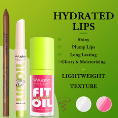 Wugbc pink lip oil brush applicator delivering glossy hydration benefit