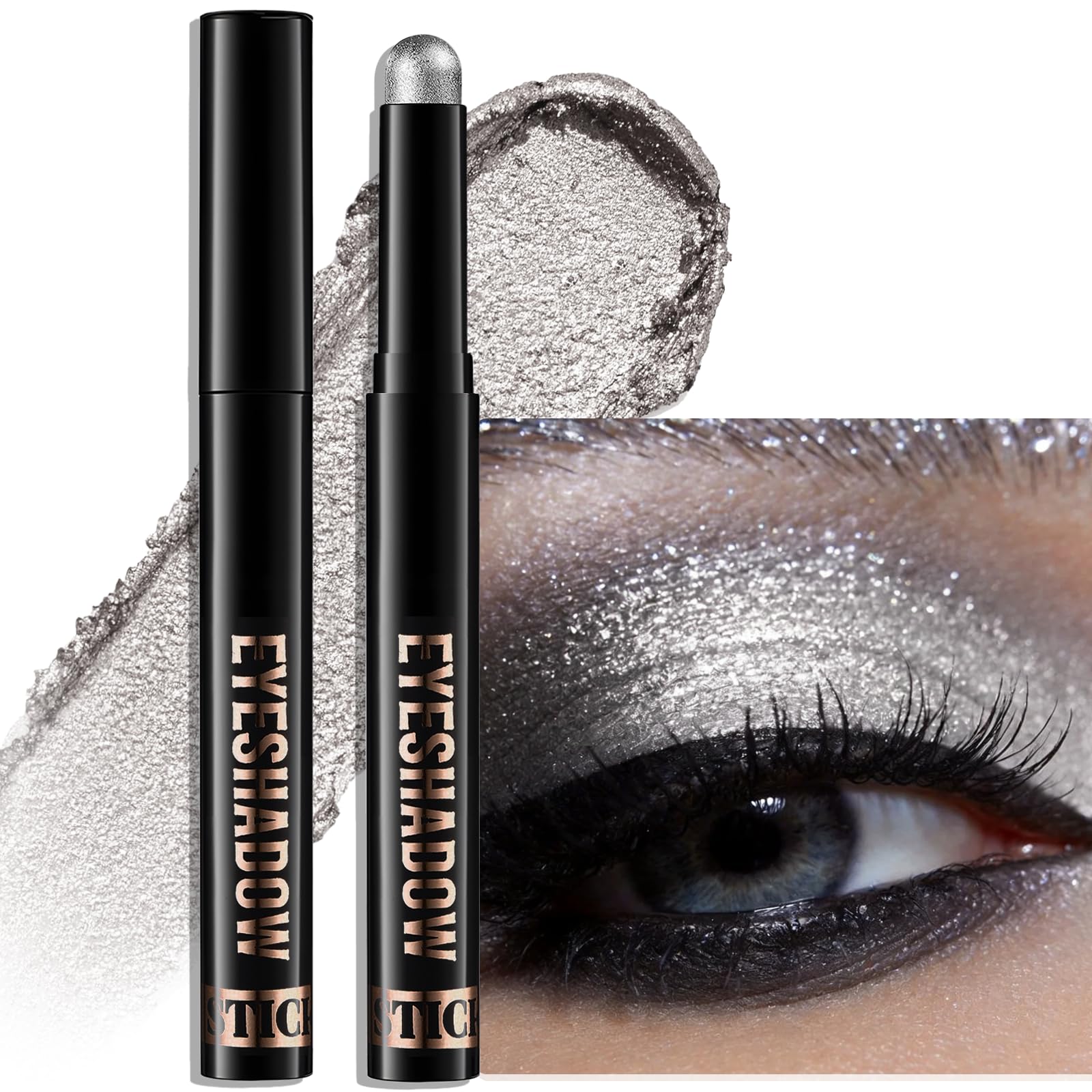Wugbc silver shimmer front packaging showing product and cap benefit portable