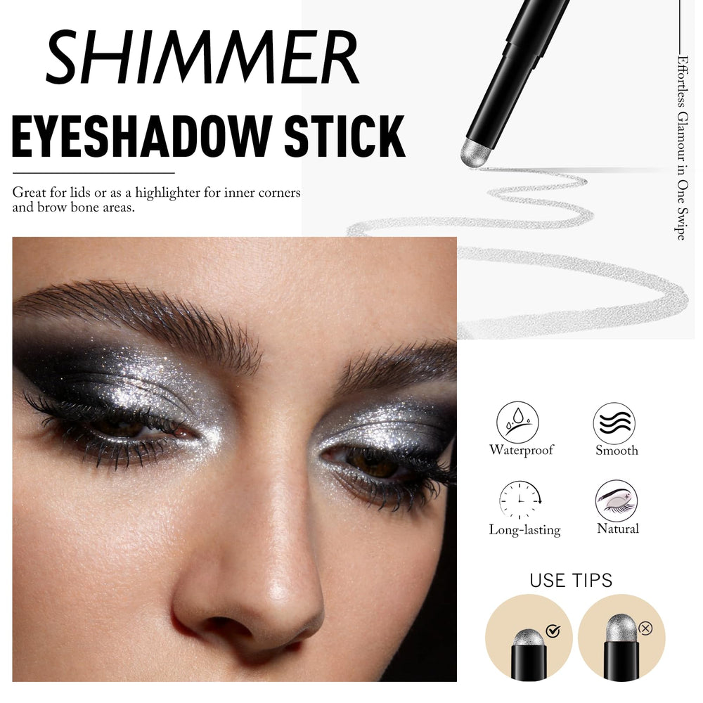 Wugbc silver shimmer texture swipe on arm showing blendable, high-pigment finish