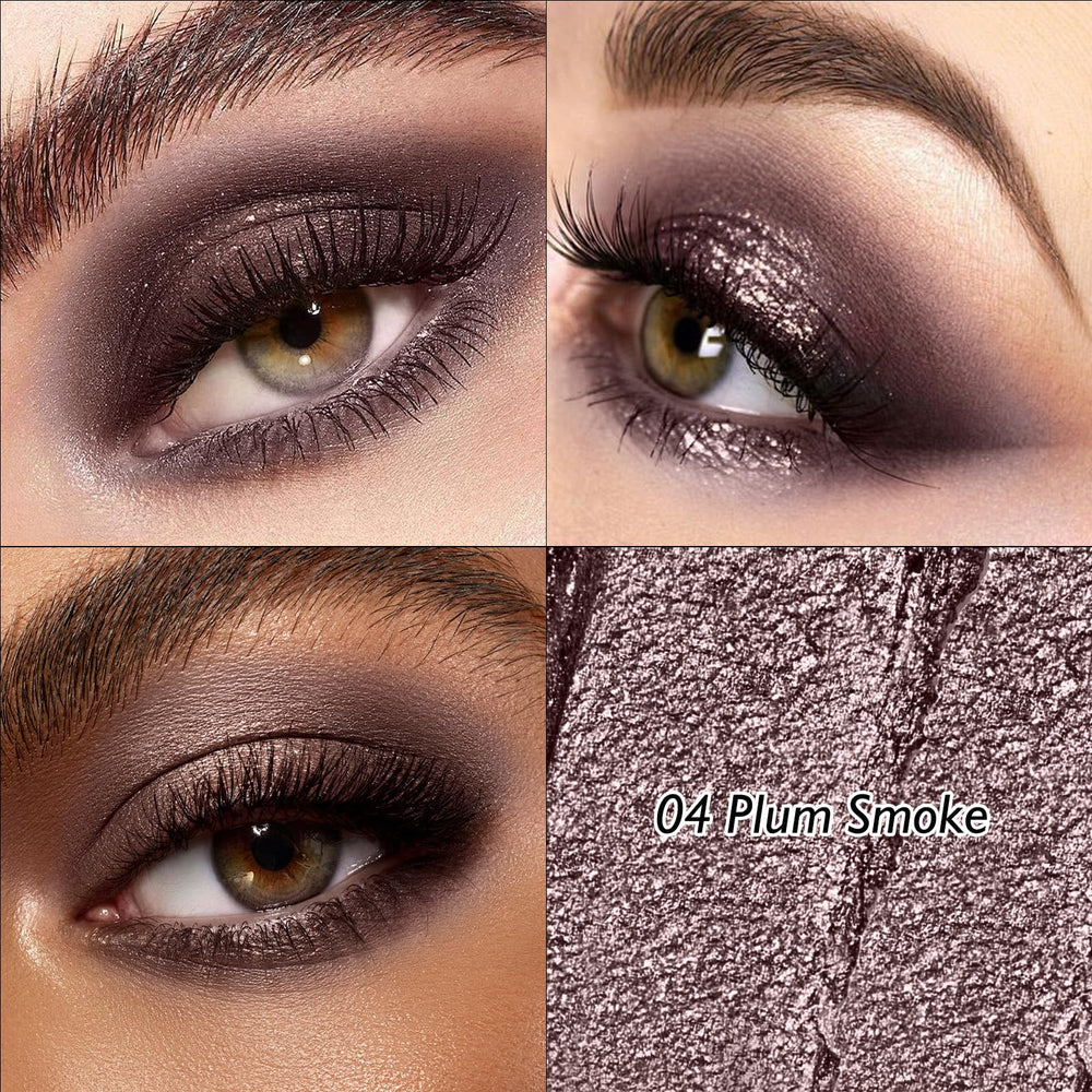 Wugbc smoke plum applied on eyelid close-up demonstrating metallic finish and crease-resistant wear