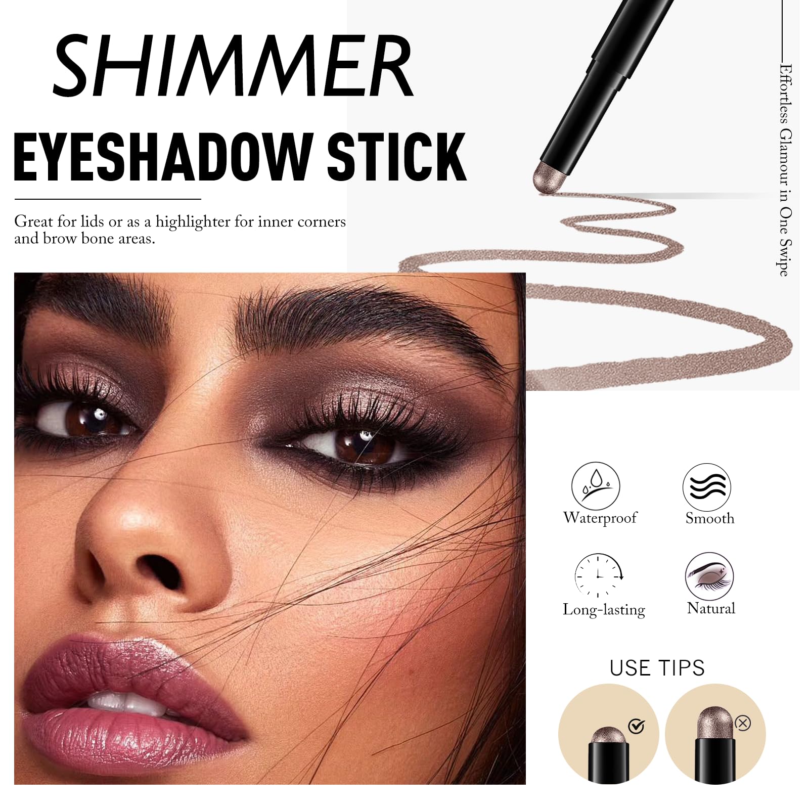 Wugbc taupe shimmer close tip detail showing smooth glide and precise application