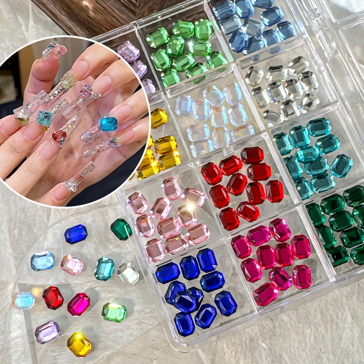 WUHCIM rhinestone applied on nail showing eye-catching accent and polished finish