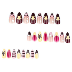 WUHCIM pressed-on nails worn by model demonstrating polished almond look