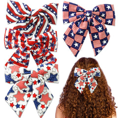 WUIIOE front view of patriotic bow showing star stripe pattern and festive look