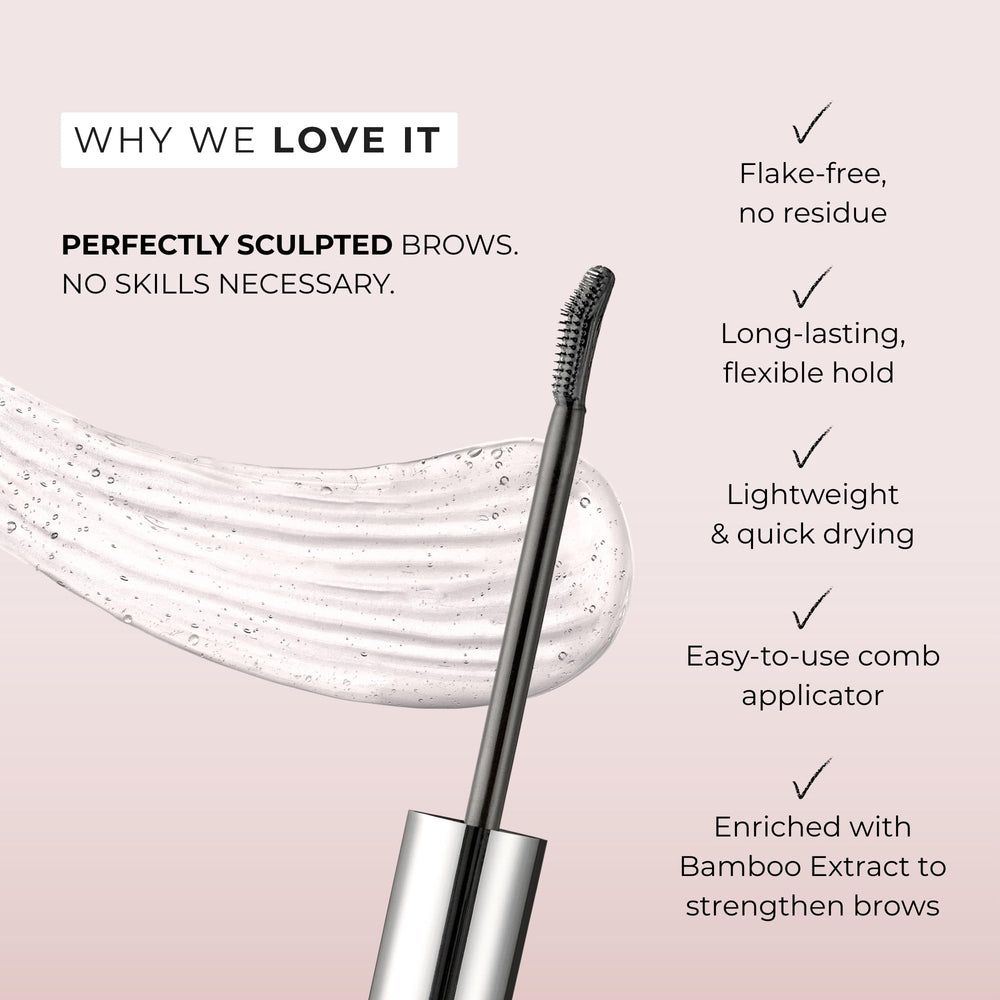 WUNDERBROW clear gel texture on wand demonstrating lightweight, non-sticky finish