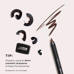 WUNDERBROW pencil tip close-up demonstrating sharp point for precise application benefit