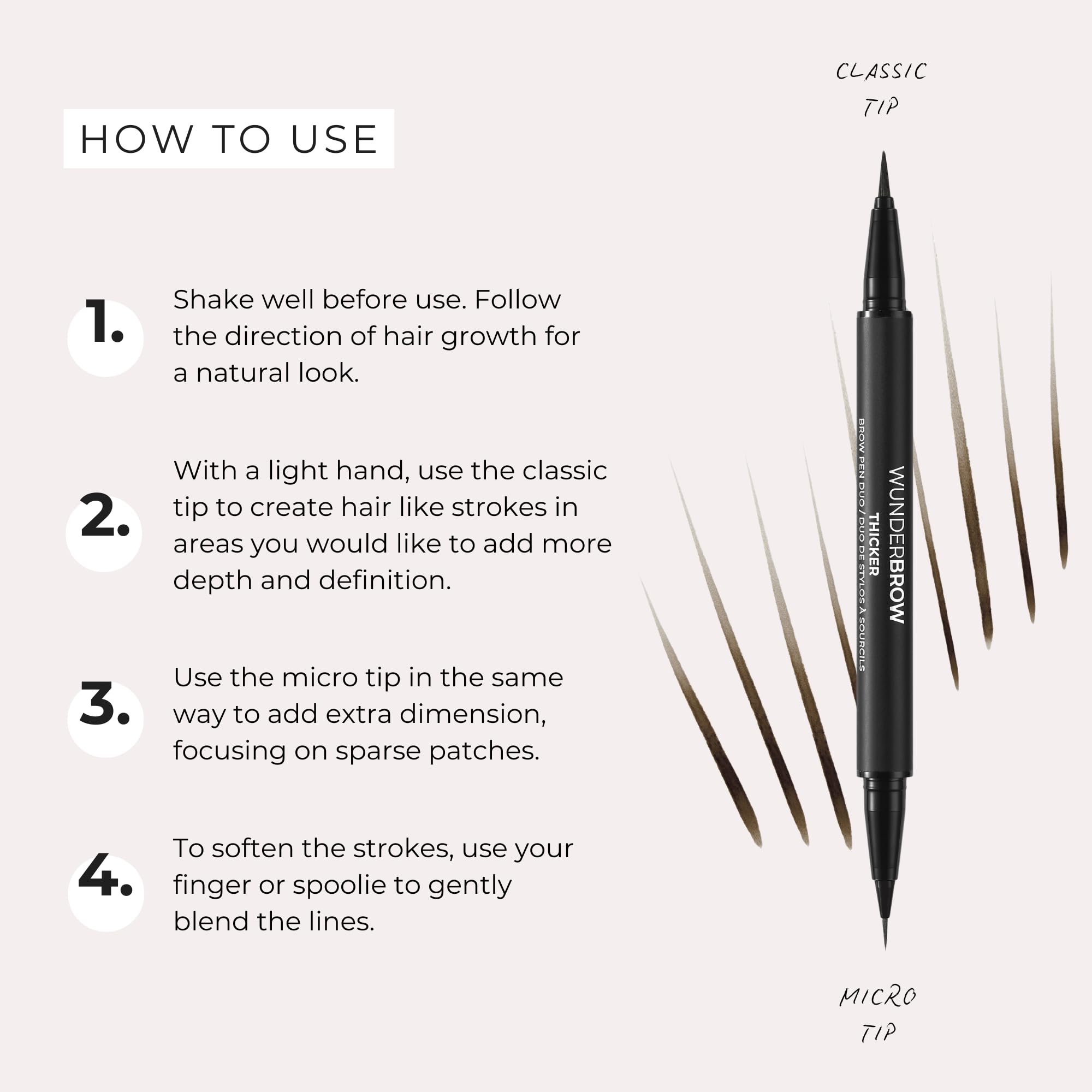 WUNDERBROW pen held in hand to show scale and easy travel convenience