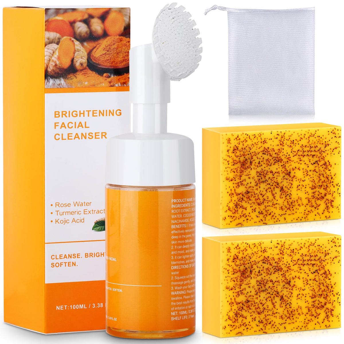 Wuzhenfa lemon turmeric soap front packaging showing product benefits