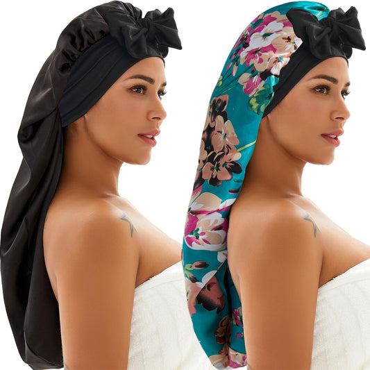 Wzl Wlg bonnet front view showing black and floral set, protects styles