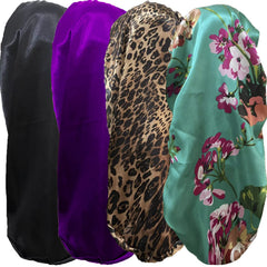 Wzl Wlg front view of four bonnets showing colors and prints, protective comfort