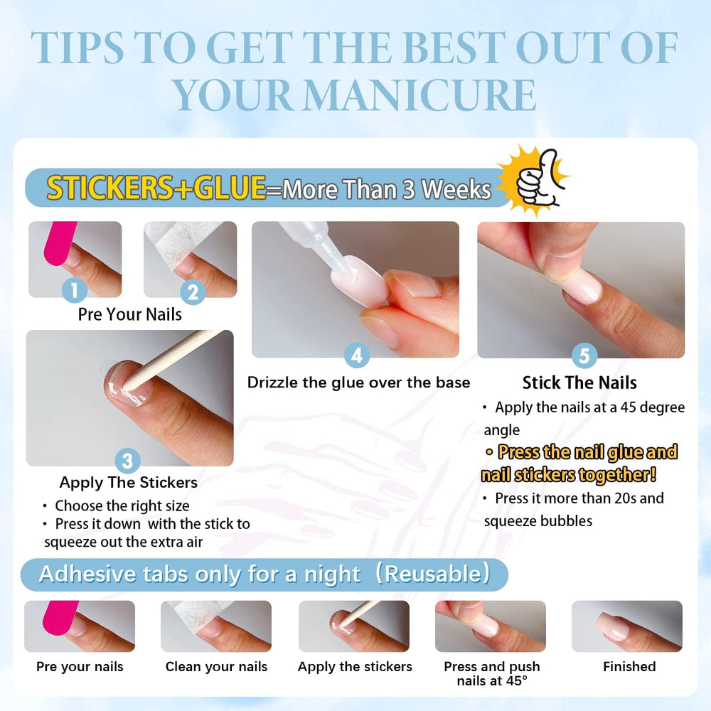 XCREANDO label and size guide for selecting best-fit nails
