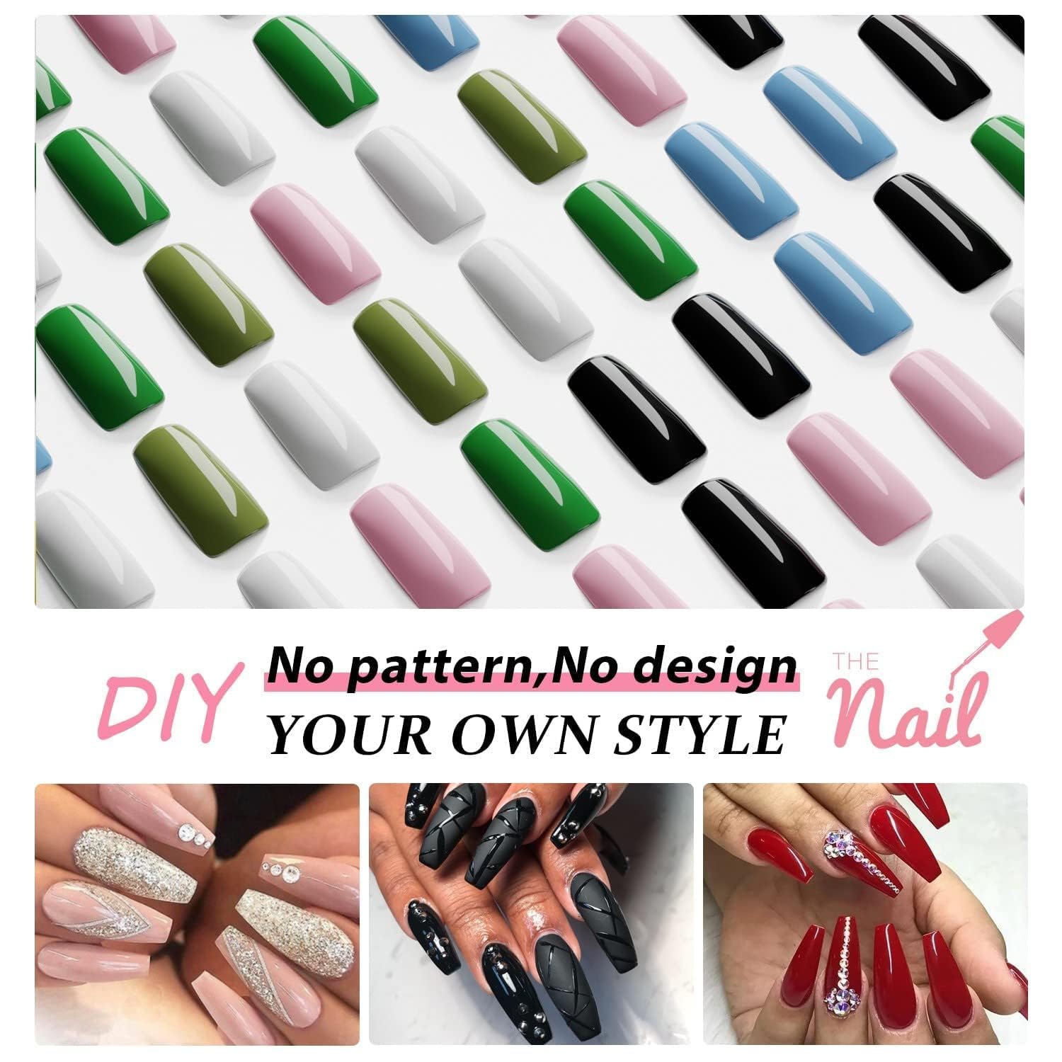 XCREANDO nails beside ruler showing medium long length for bold look