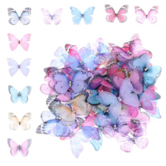 Xelsluthe front packaging showing 60 colorful organza butterflies, easy selection benefit