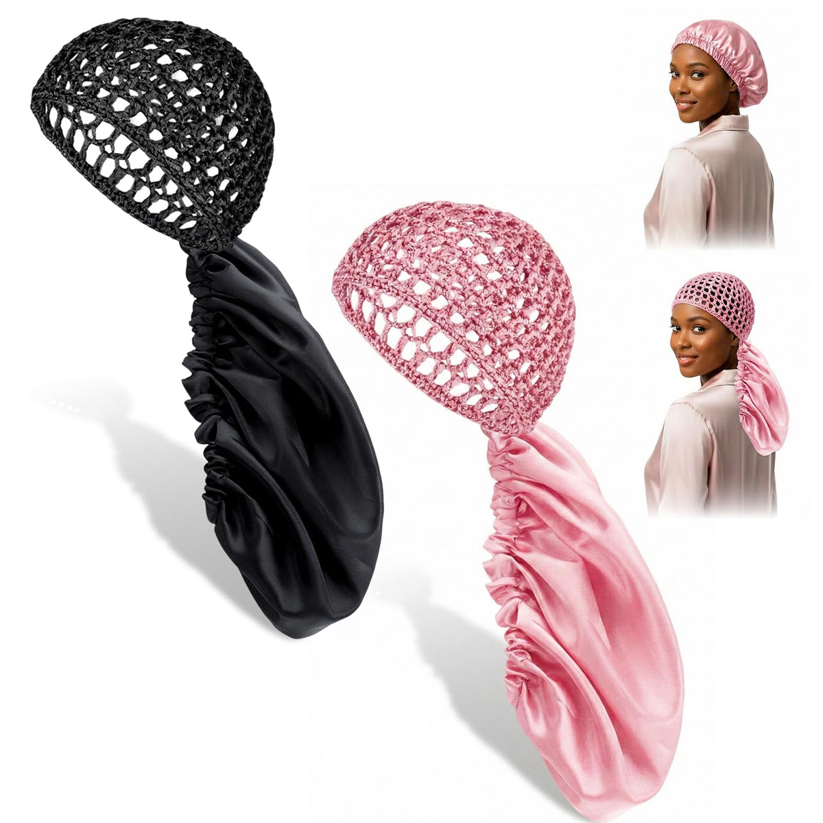 Xelsluthe front view showing two-pack bonnet protecting hairstyles