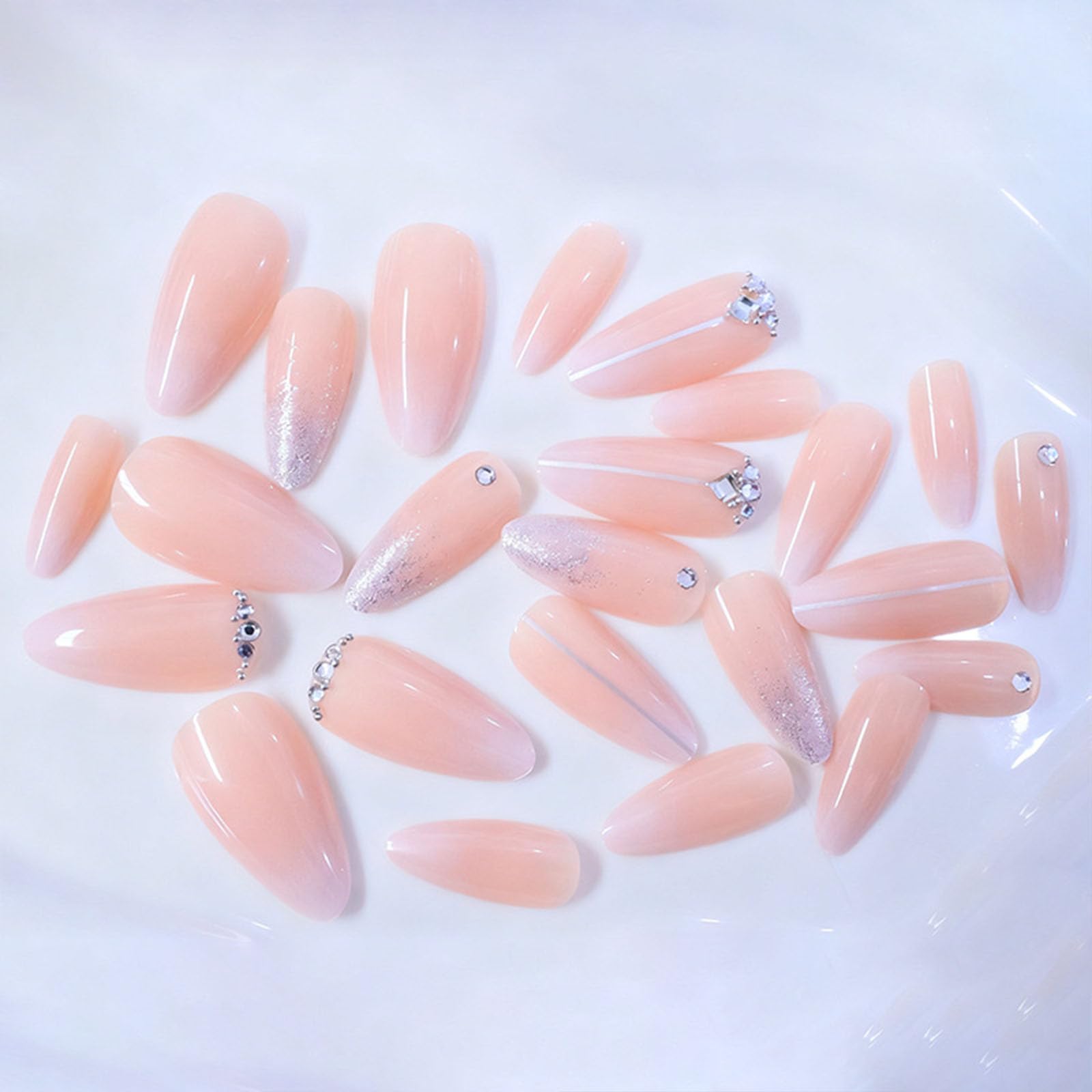 Xenophoer swatch of almond profile on nail tip, demonstrates shape and natural finish benefits