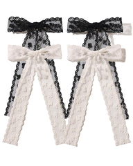 XFYUZR front view of four lace bow clips shows elegant styling