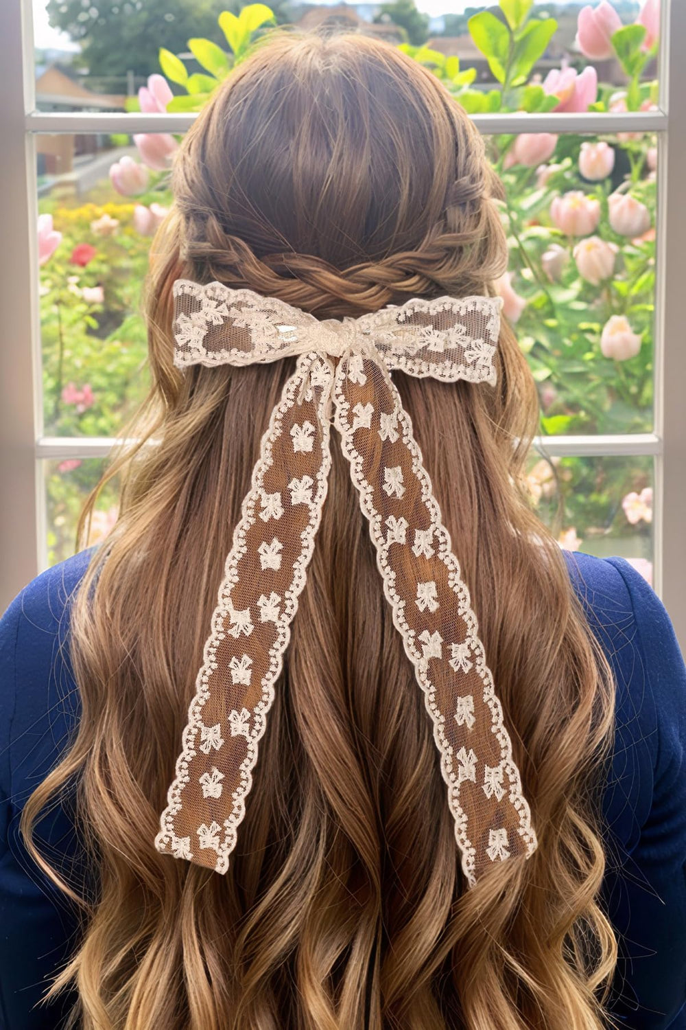 XFYUZR worn in half-up hairstyle adds instant polished accessory benefit