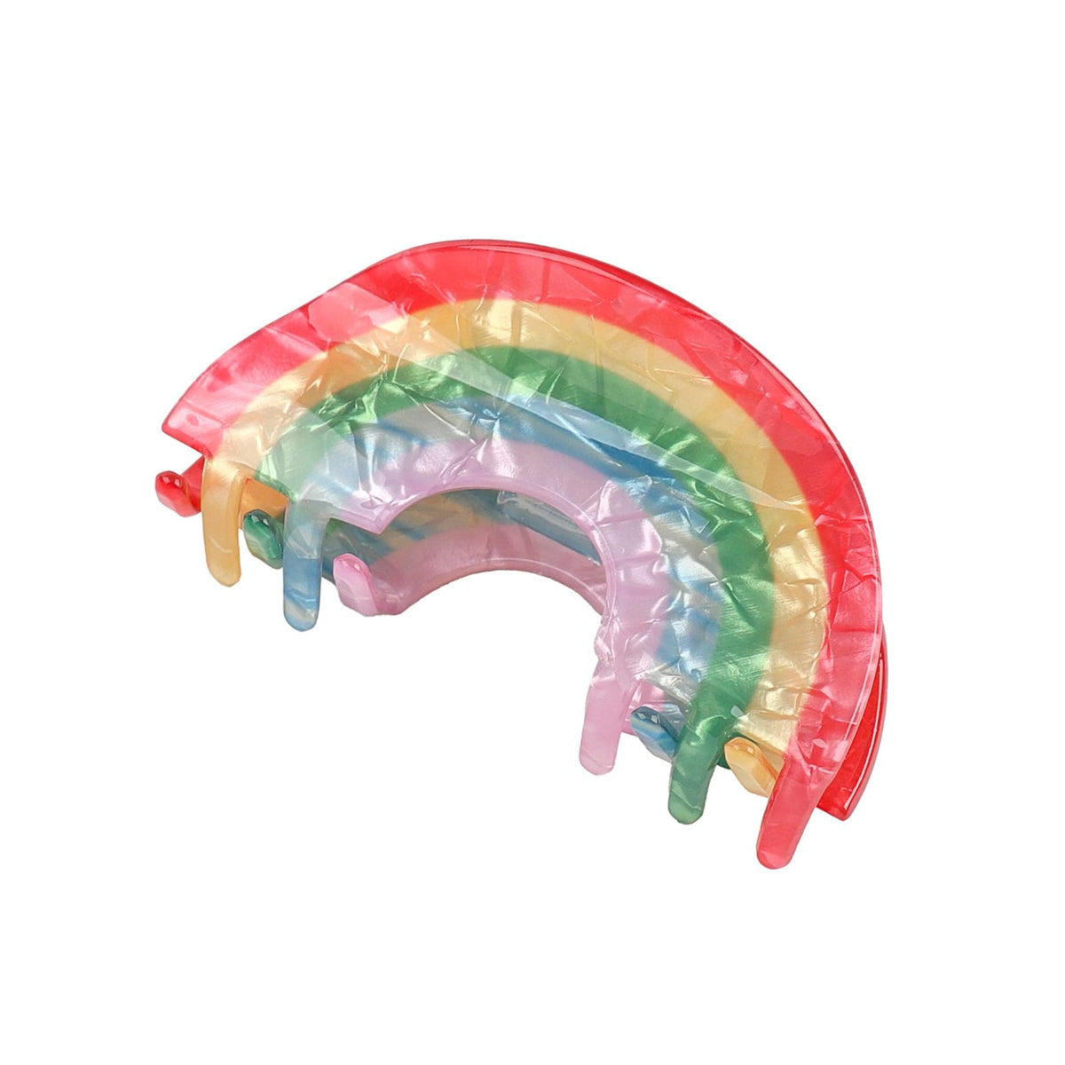XIELIME front view rainbow claw clip showing colorful design and neat finish