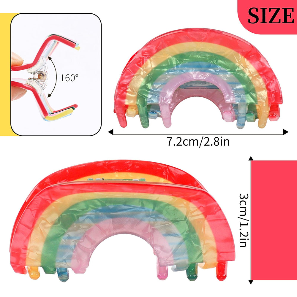 XIELIME in-hair half-up style demonstrating secure grip and decorative rainbow accent