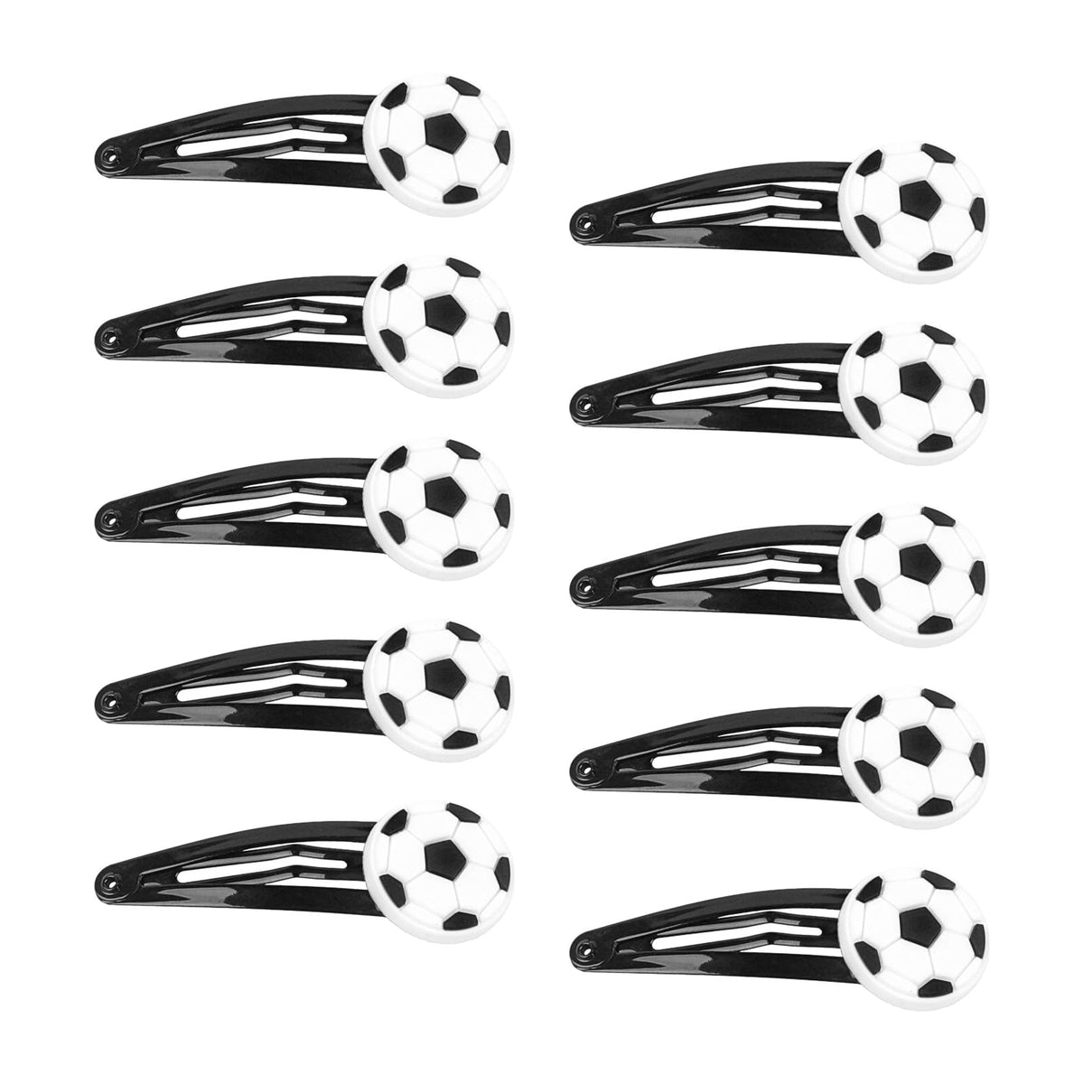 XIELIME front view of soccer hair clips showing neat alignment and sporty appeal