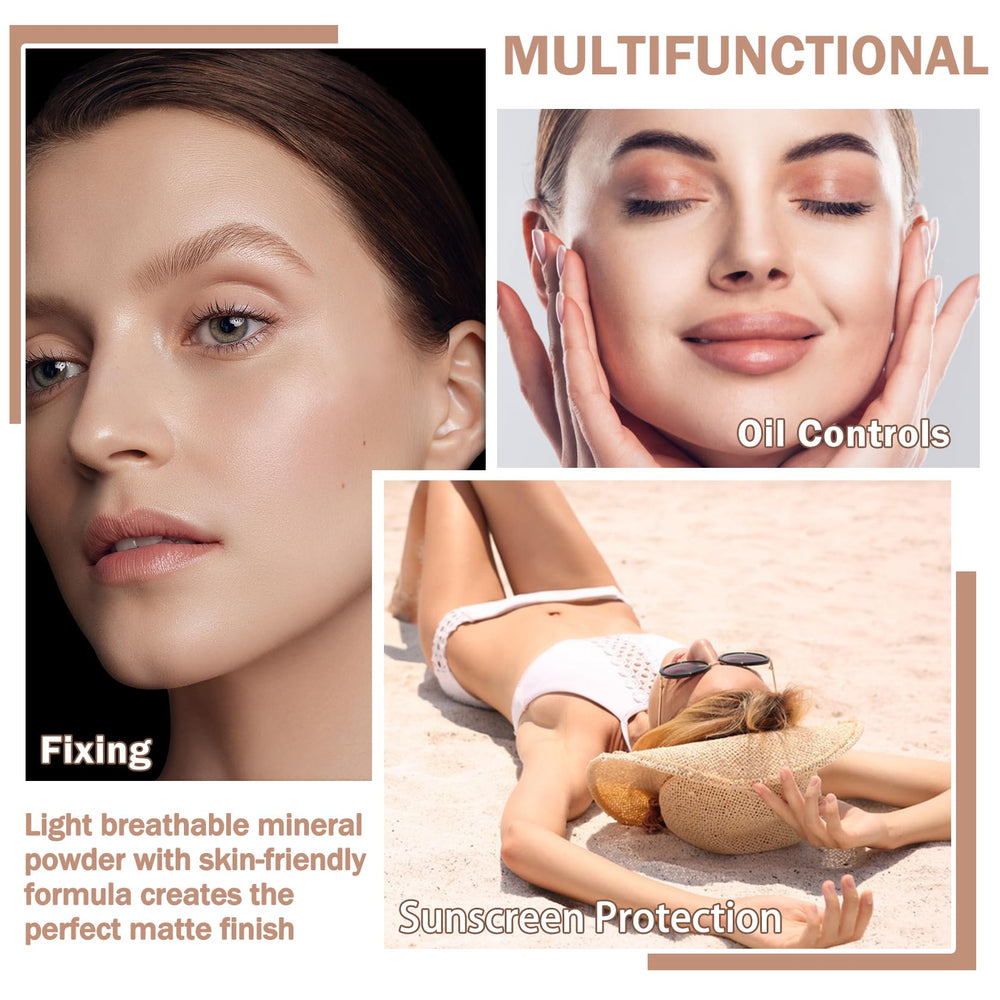 XINGXYUEL model applying powder to cheek for setting makeup and reducing shine