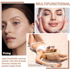 XINGXYUEL model applying powder to cheek for setting makeup and reducing shine