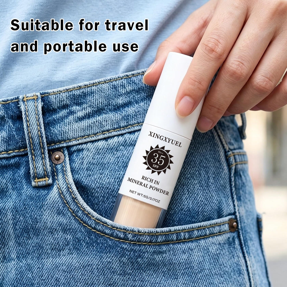 XINGXYUEL compact next to sunglasses showing scale and travel-friendly convenience