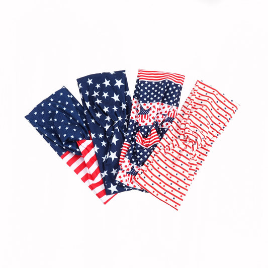 Xinsoloyue front packaging showing 4 patriotic headbands and clear patterns for easy selection