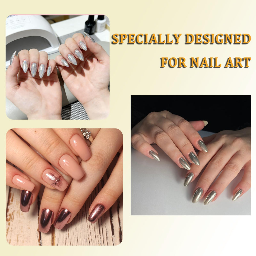 XIRON gradient nail art using multiple powders for customizable metallic effects