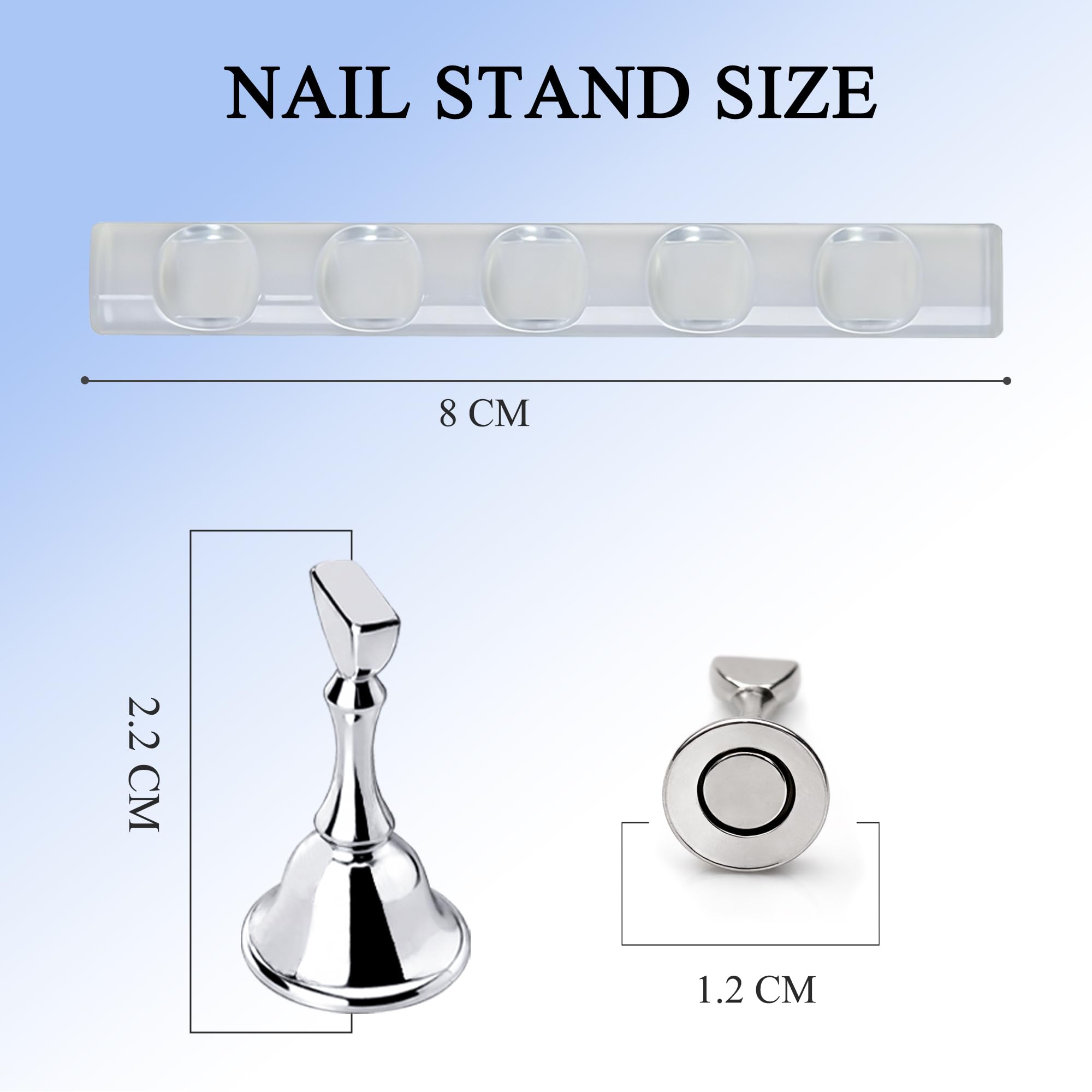 XIRON nail tips on stands staged for photography to improve presentation