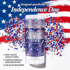 Xiuxixu applied on cheek showcasing instant red white blue festive sparkle