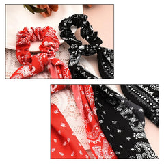 Xiyantiji scrunchie worn in a ponytail on model showing styling impact