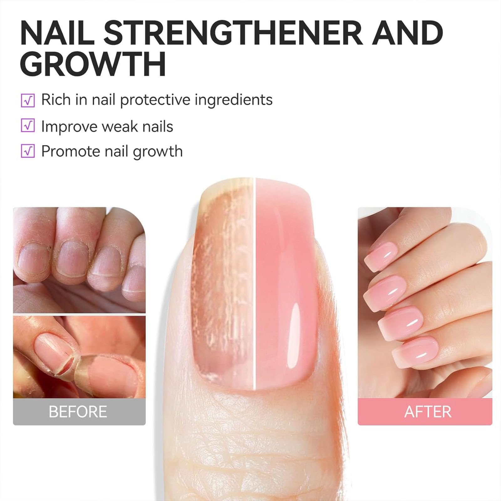 XJBD texture polish stroke highlighting glossy pink finish for healthier-looking nails
