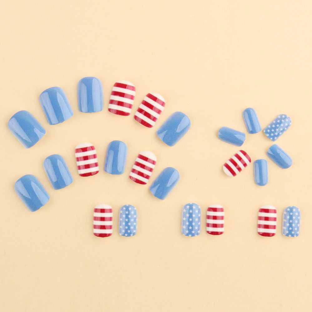 XJZRXDW close-up of stars and stripes nail tip highlighting detailed patriotic design