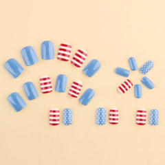XJZRXDW close-up of stars and stripes nail tip highlighting detailed patriotic design