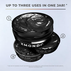XMONDO shiny finished hair back view shows deep black tone and luster