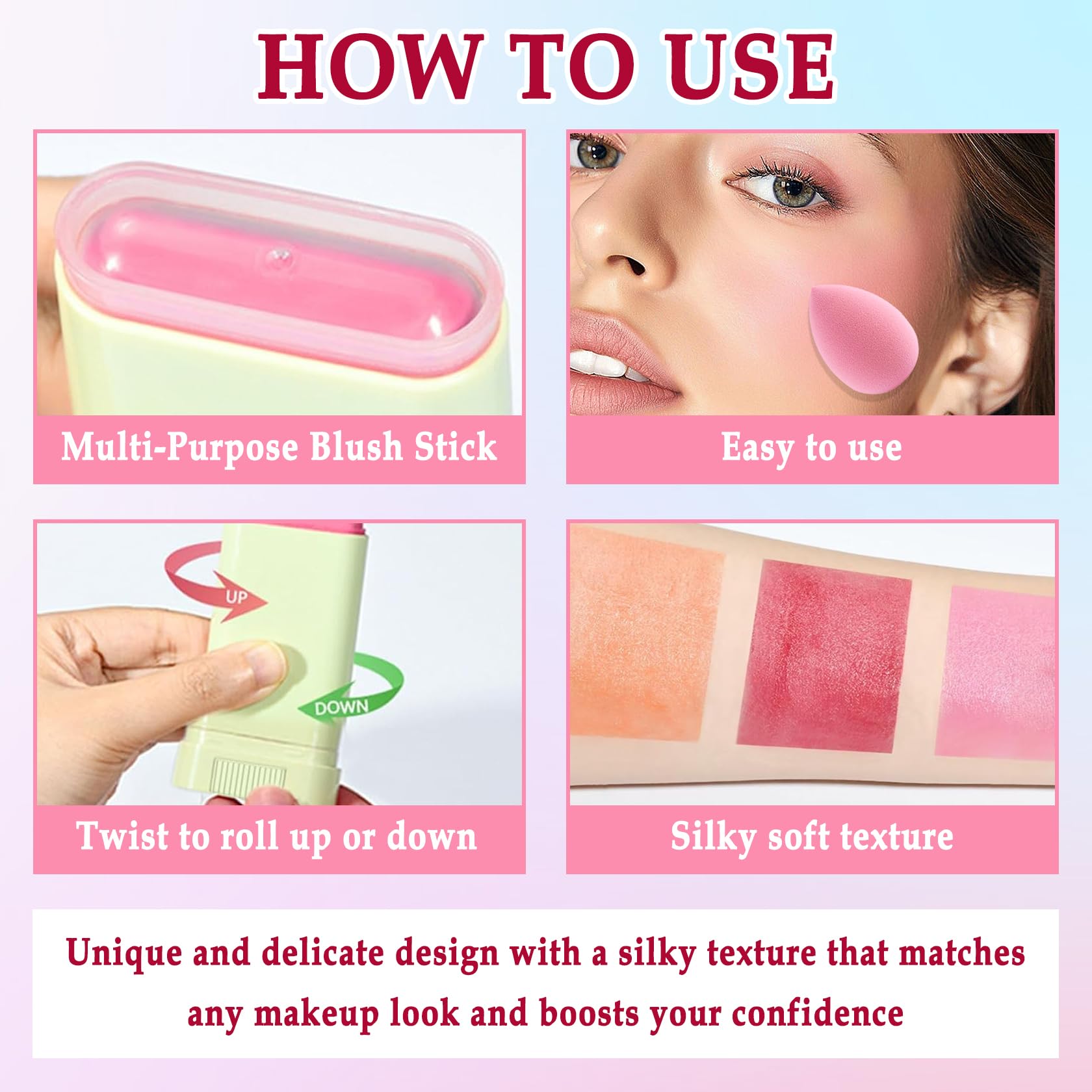 XMXueMei dual-use on lips and cheeks showing versatile multi-use benefit