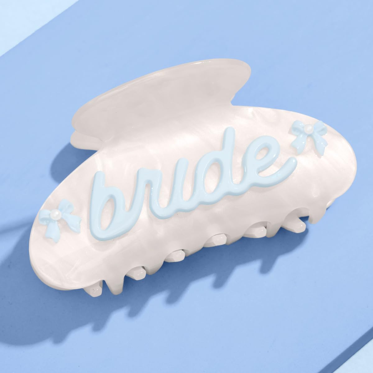 xo, Fetti front view showing bride lettering and bows, elegant gift-ready accessory