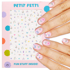 xo, Fetti front packaging showing colorful unicorn stickers and party-ready appeal