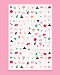 xo, Fetti stickers used in a party setting showing shareable favor and playful atmosphere