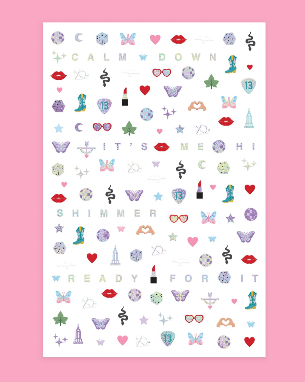 xo, Fetti four sheets displayed flat showing all 544 designs for sharing among friends