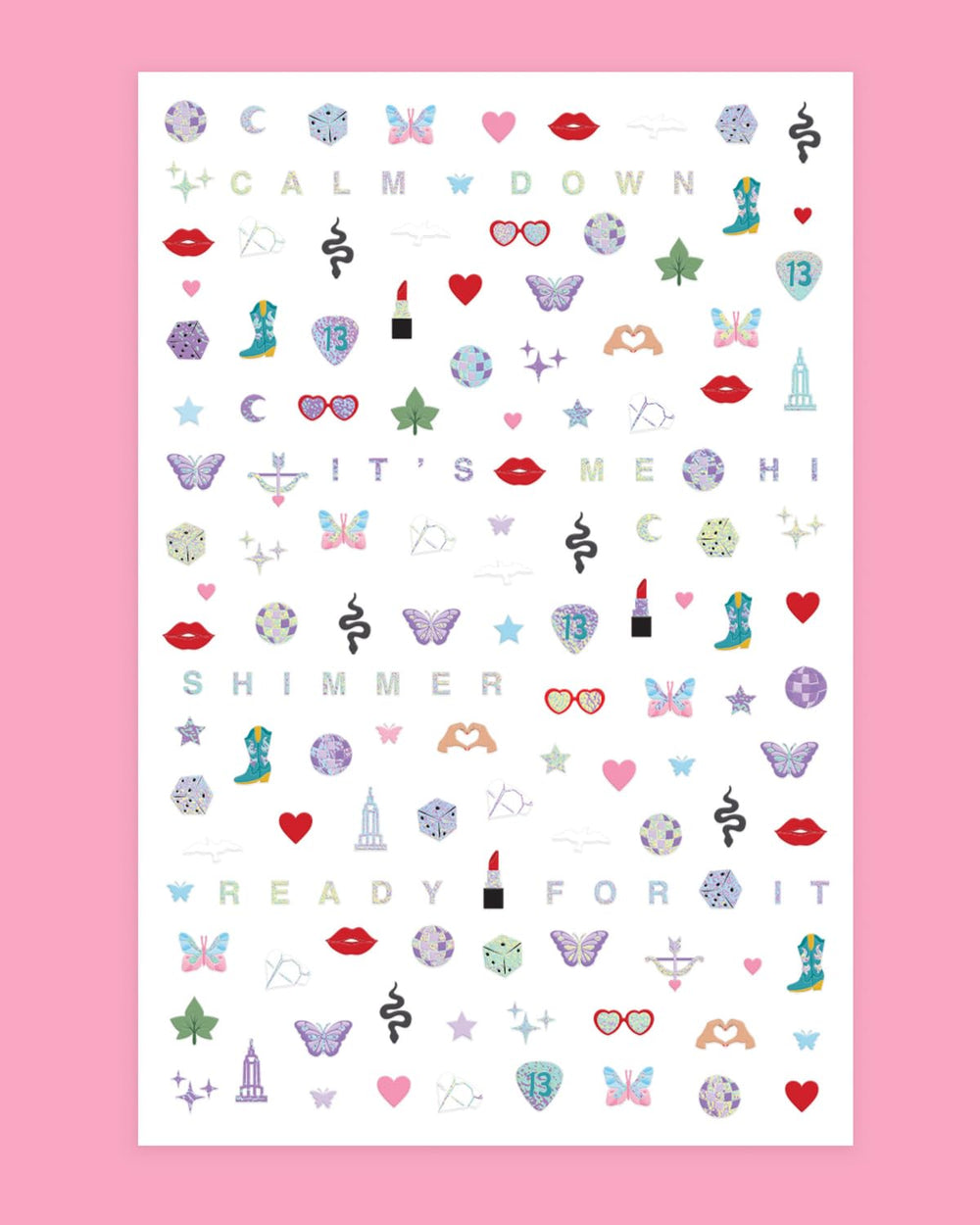 xo, Fetti four sheets displayed flat showing all 544 designs for sharing among friends