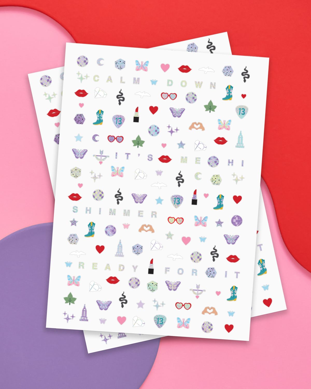 xo, Fetti stickers applied on nails at a party showcasing fast festive manicure results