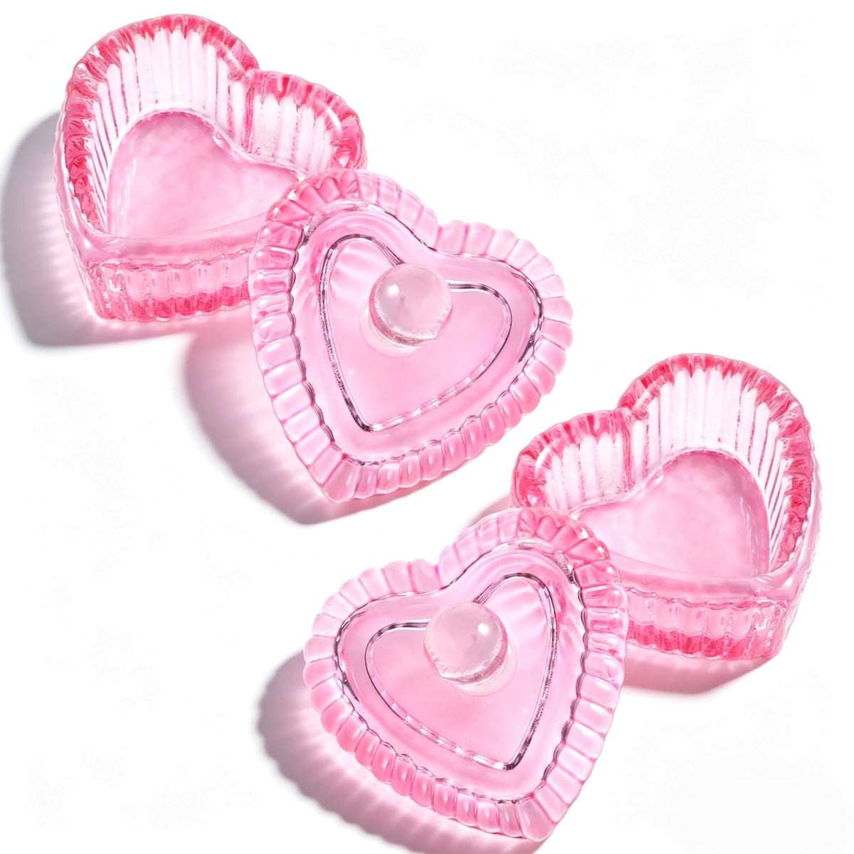 Xosjska heart dappen dishes front view showing compact, elegant storage benefit