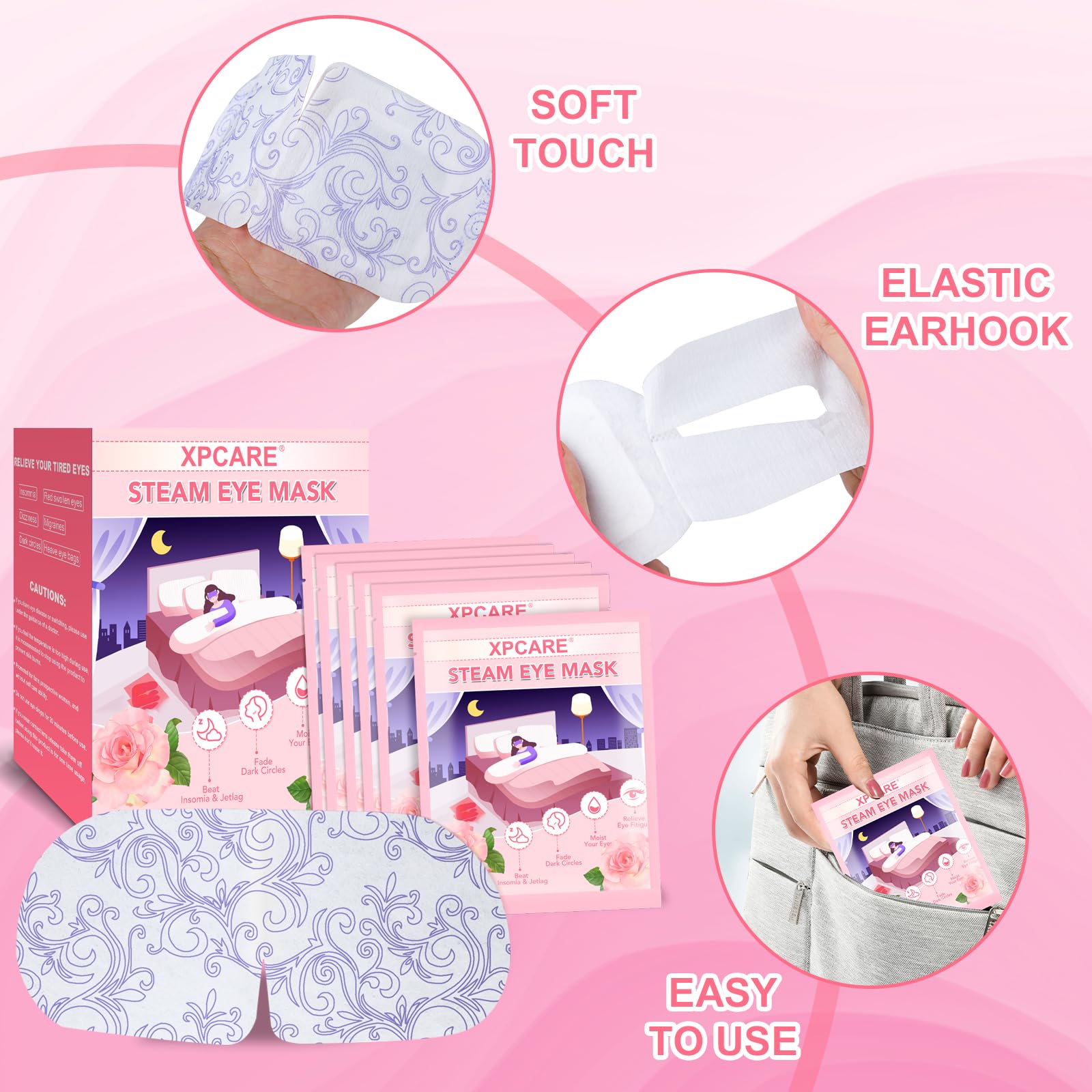 XPCARE mask next to hand for scale to show compact size and easy portability