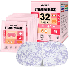 XPCARE front packaging showing 32-piece rose steam eye masks and benefits