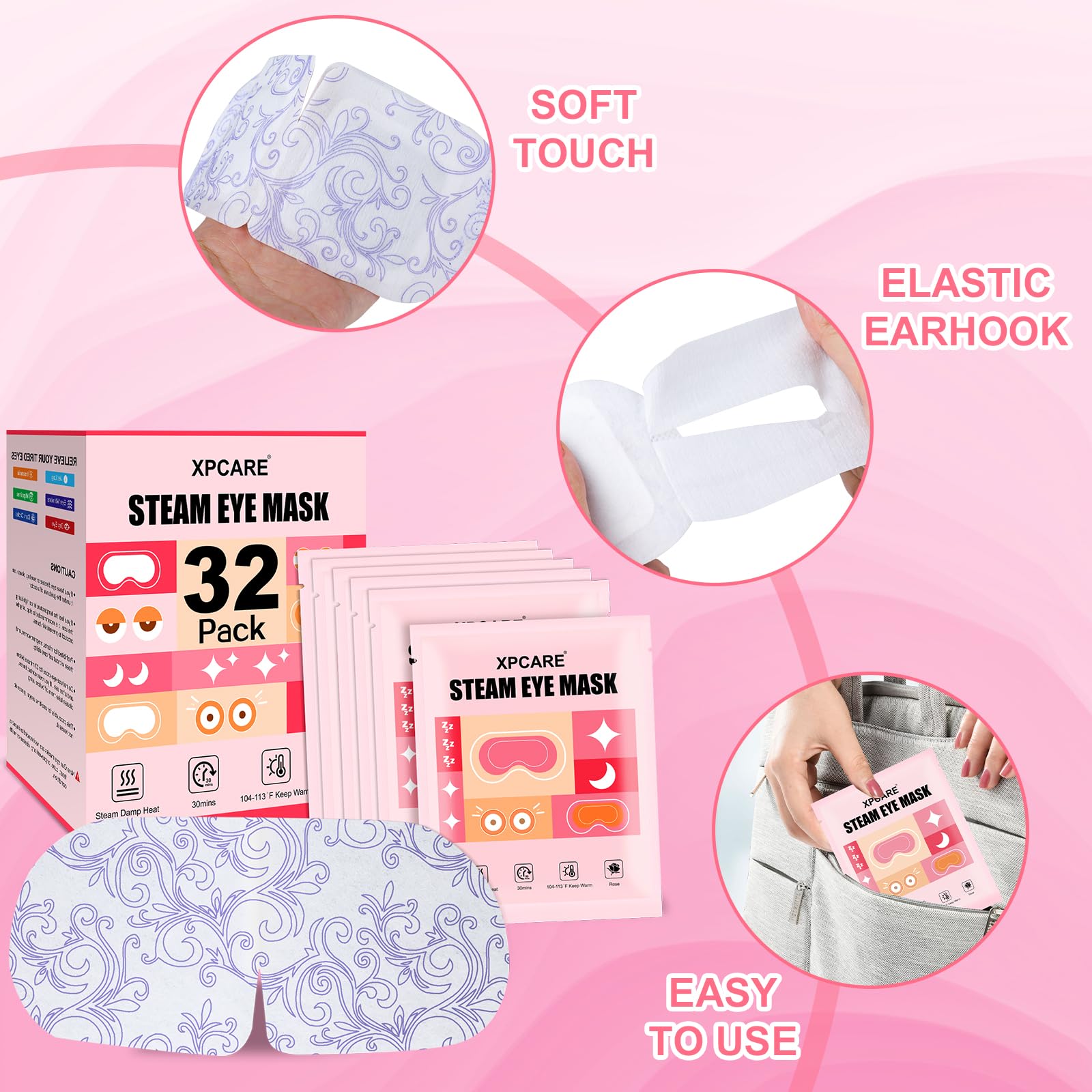 XPCARE package beside common items to show 32-pack size and portability