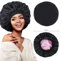 XRACEPHOL bonnet on model with curly hair demonstrating protection and preserved style